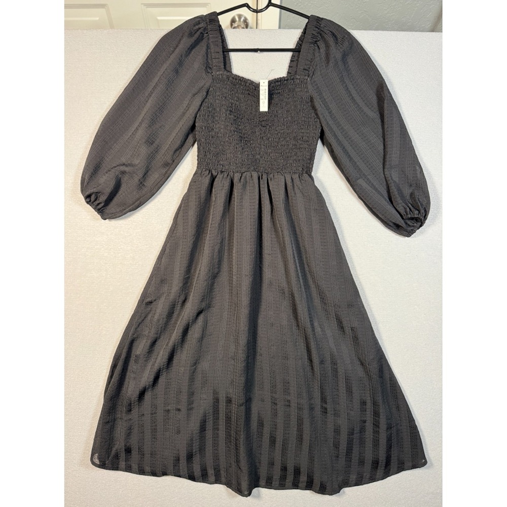 Madewell Lucie Sweetheart Midi Dress - Black - Size PXS - NEW W/Tags - Poly